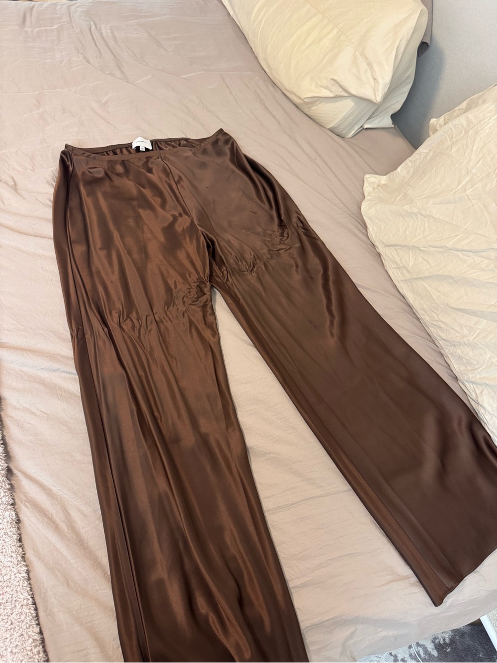 Reformation Brown Satin Wide-Leg Pants - Picture 2 of 2